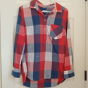 Americana half button down blouse